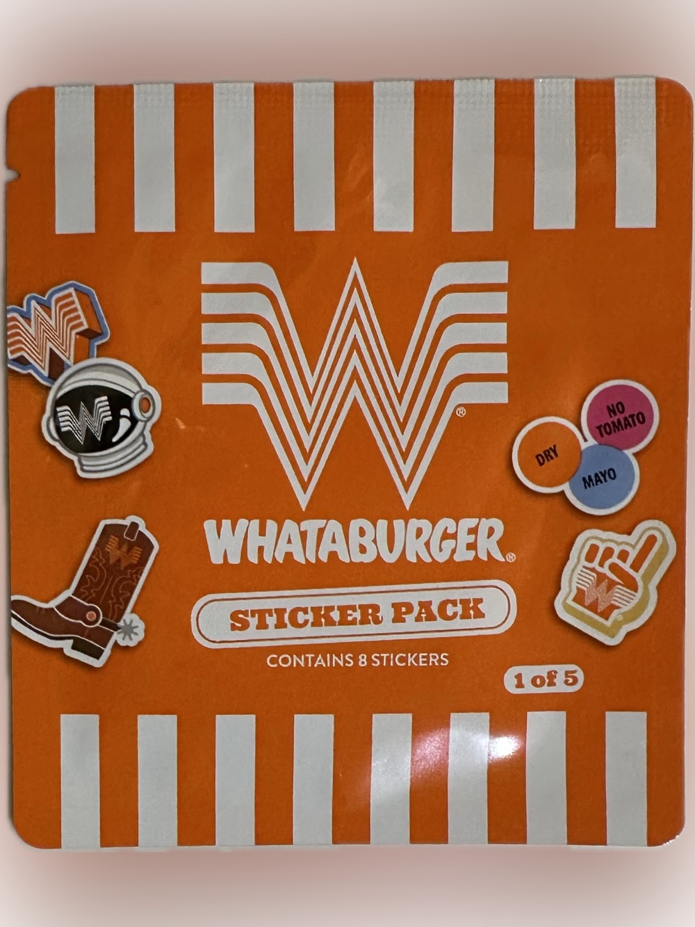 2026 WHATABURGER STICKER PACK 1 ORANGE WHITE KIDS WHATAMEAL COLLECTIBLE AGE 1.5+